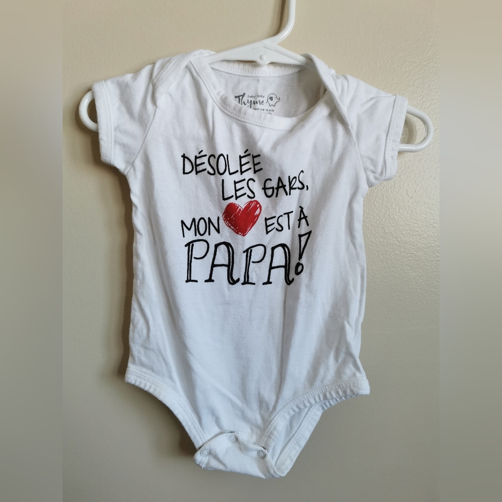Thyme "Désolée Les Gars, Mon ❤️ Est À Papa!" 3-6 month Onesie
